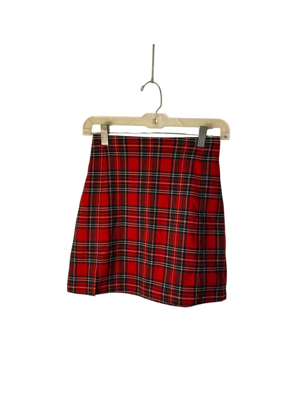 Brandy Melville, red tartan plaid mini skirt holiday 0